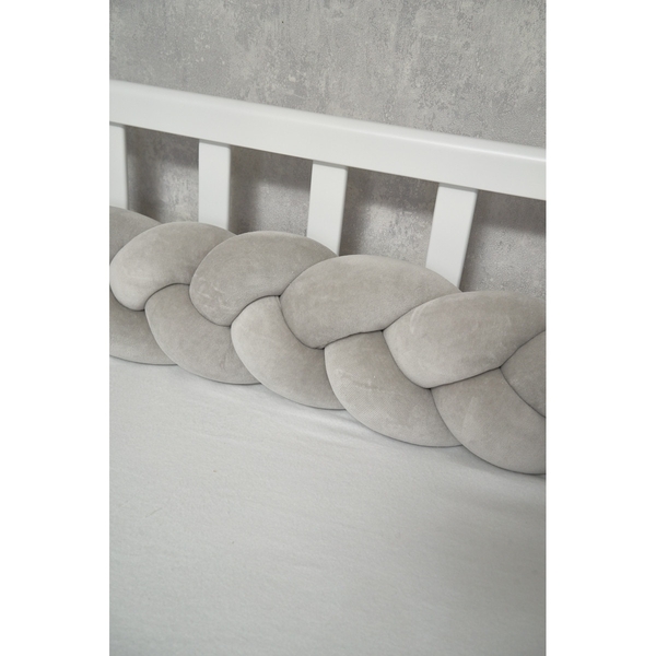 Бампер-косичка Twins, 3-х прядна, 120 см, сірий (2020-К3-120-10) - Pampik - 4