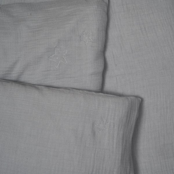 Комплект постільної білизни Twins Muslin, 3 предмети, сірий (3031-TM-10) - Pampik - 2