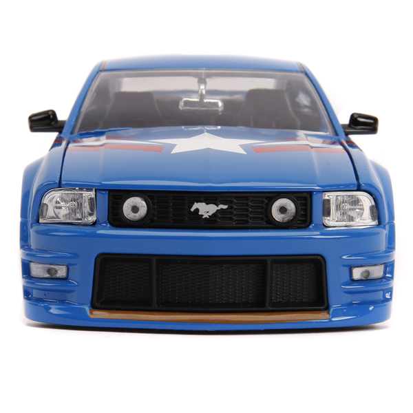 Машина металева Jada Марвел. Месники Форд Мустанг GT (2006) з фігуркою Капітана Америки,1:24, синій (253225007) - Pampik - 11