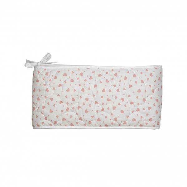 Бампер Twins Premium Сердечка, стьобаний, 360х30 см, рожевий (2011-BTC360-08) - Pampik