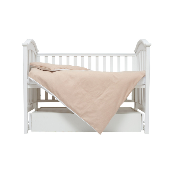 Комплект постільної білизни Twins Comfort Soft, фланель, 3 предмети, бежевий з білим (3010-TS-02C) - Pampik - 2