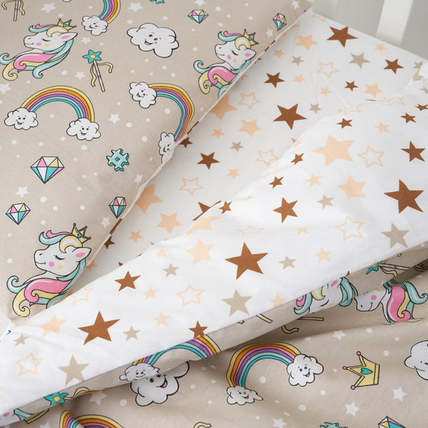 Комплект постільної білизни Twins Unicorn, 3 предмети, бежевий (3021-TU-02) - Pampik - 2