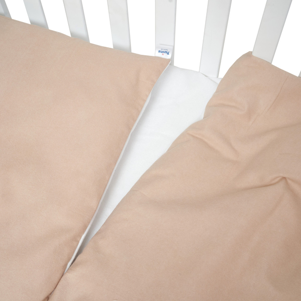 Комплект постільної білизни Twins Comfort Soft, фланель, 3 предмети, бежевий з білим (3010-TS-02C) - Pampik - 3