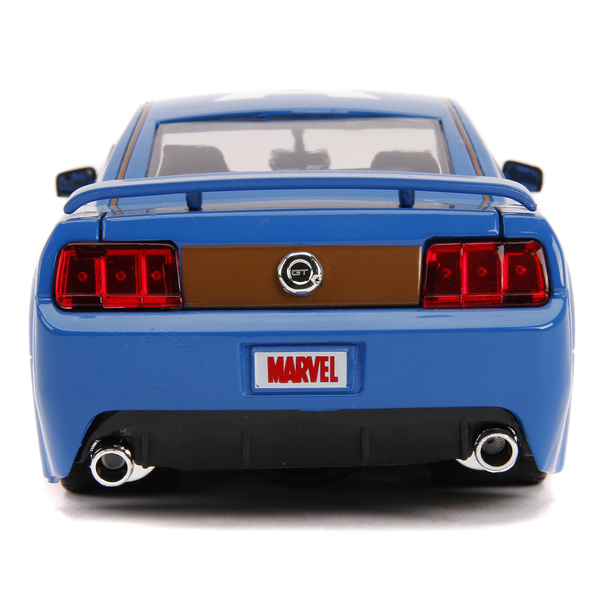 Машина металева Jada Марвел. Месники Форд Мустанг GT (2006) з фігуркою Капітана Америки,1:24, синій (253225007) - Pampik - 10