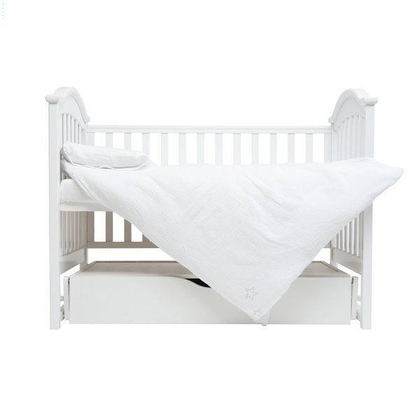 Комплект постільної білизни Twins Muslin, 3 предмети, білий (3031-TM-01) - Pampik - 2