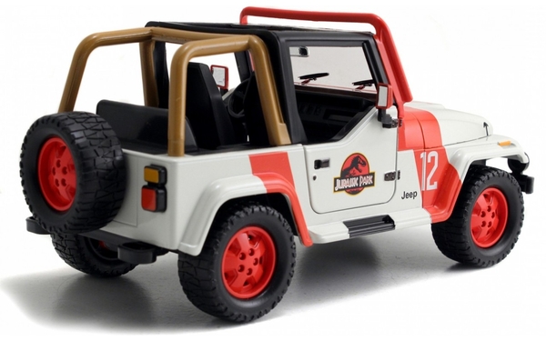 Машина металева Jada Парк Юрського періоду Джип Вранглер (1992), 1:24, білий з червоним (253253005) - Pampik - 6