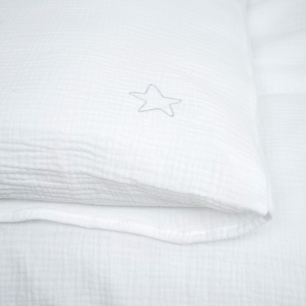 Комплект постільної білизни Twins Muslin, 3 предмети, білий (3031-TM-01) - Pampik - 3