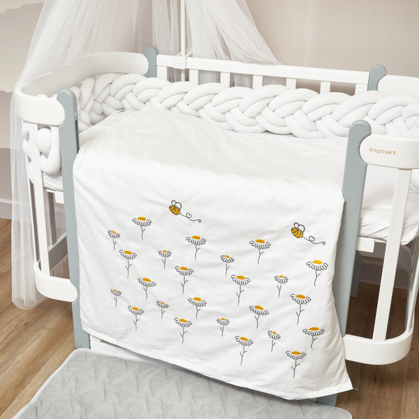 Комплект постільної білизни Twins Ромашка, сатин, 3 предмети, білий (3056-TR01) - Pampik - 3