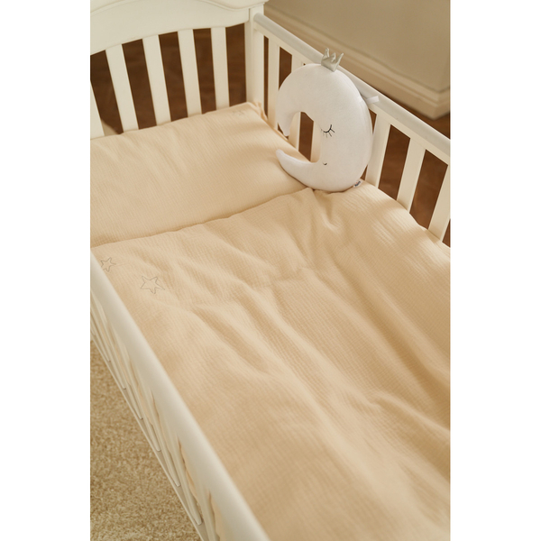 Комплект постільної білизни Twins Muslin, 3 предмети, світло-бежевий (3031-TM-202) - Pampik - 4