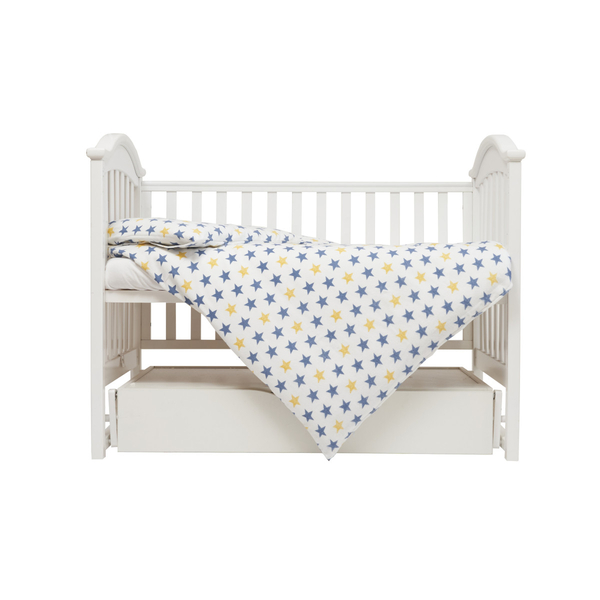 Комплект постільної білизни Twins Comfort Soft Stars, фланель, 3 предмети, біло-синій (3010-TS-04) - Pampik