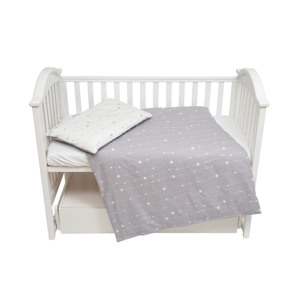 Комплект постільної білизни Twins Eco Stars, 3 предмети, біло-сірий (3090-TK-10) - Pampik