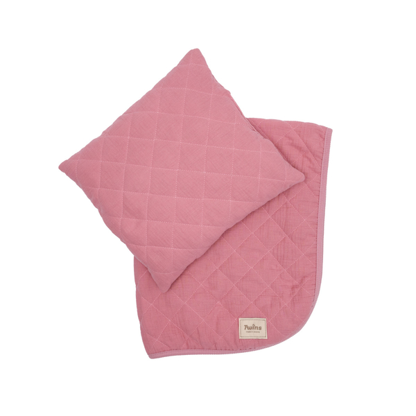 Набір Twins Geometry Peony: плед та подушка, муслін, стьобаний, рожевий (2024-TG-08) - Pampik
