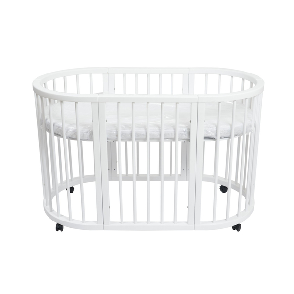 Детская овальная кроватка Twins Oval 10 в 1+ матрас, белый (L110-TO) - Pampik