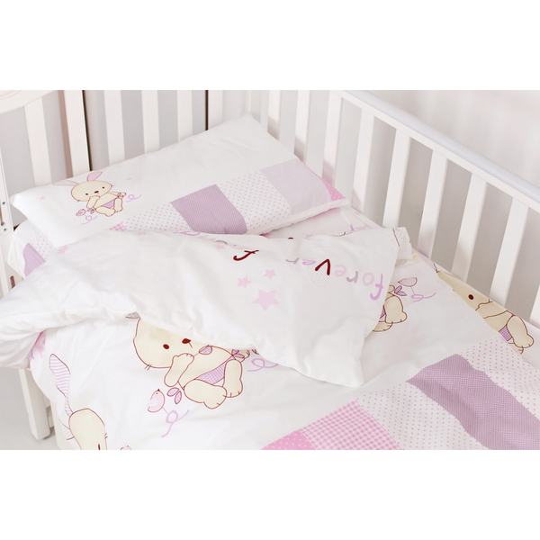 Комплект постельного белья Twins Dolce Друзья зайчики, 3 предмета, розовый (3060-D-002) - Pampik - 2