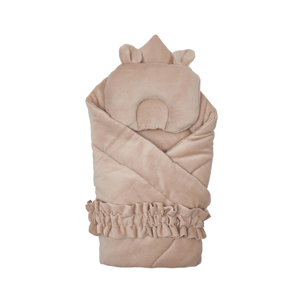 Набір Twins Ego: плед, подушка та резинка, бежевий (1497-НТЕ-02) - Pampik