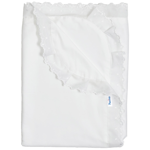 Крыжма-плед Twins, сатин с кружевом, 80x80 см, белый (1401-80/80-S-01) - Pampik