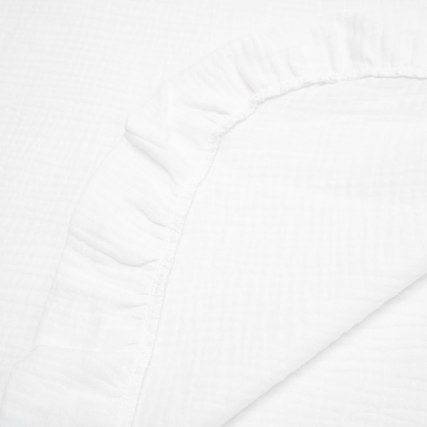 Крыжма-плед Twins, муслин с рюшкой, 100x100 см, белый (1409-КТM-01) - Pampik - 2