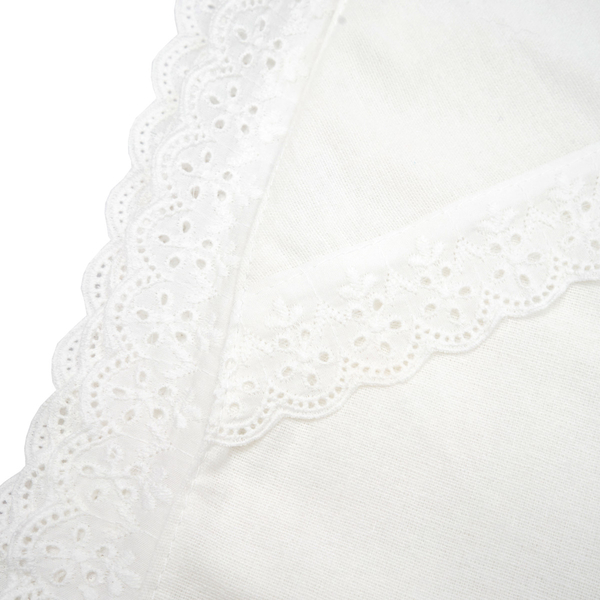 Крыжма Twins, фланель с кружевом, 100x100 см, белый (1406-КТF-100/100-01) - Pampik - 2