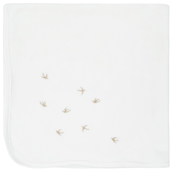 Крыжма-плед Twins Ласточки, флис, 100x100 см, белый (1408-КТLF100V01) - Pampik