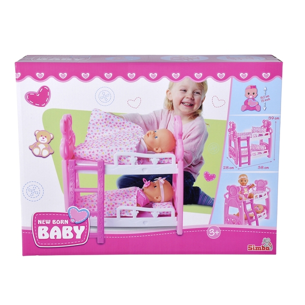 Двоповерхове ліжечко для ляльок Simba NBB Bunk Bed, 39х28х38 см (5560100) - Pampik - 2