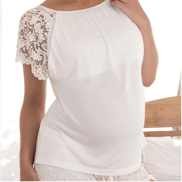 Пижама Cache Coeur Sofia, кофточка и штаны, р.L, кремовый (TS1600,PL1600/35294) - Pampik - 4