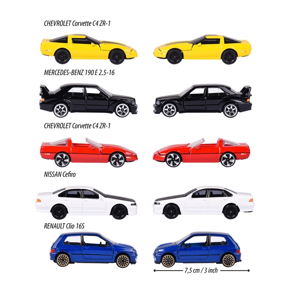 Набор металлических машинок Majorette Винтаж. 90-е, 7.5 см, 5 шт. (2052021) - Pampik - 3