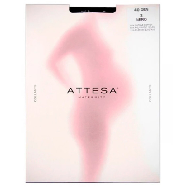 Колготки для вагітних Attesa Maternity блискучі, 40 ден, р.2, чорний (8663) - Pampik