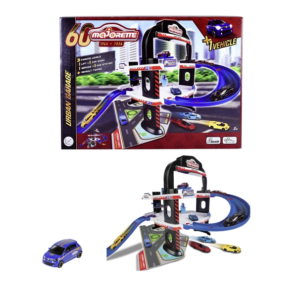 lгровий набiр Majorette Ювiлейна серiя. 60 poкiв. Мiський гараж, 3 поверхи, 1 машинка (2059982) - Pampik