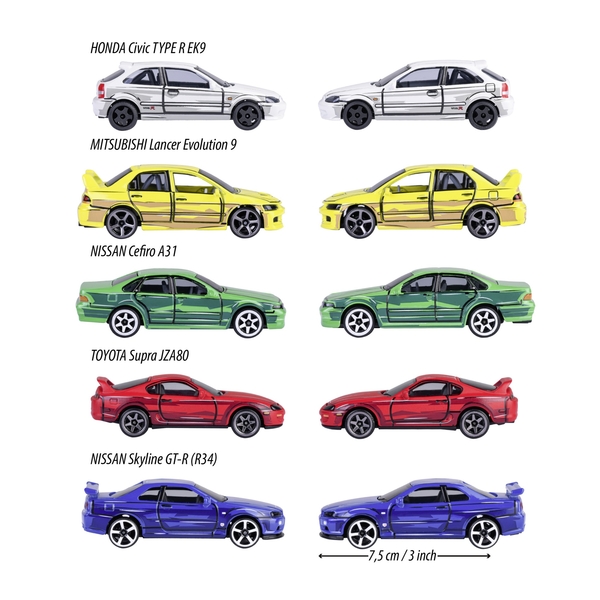 Набір металевих машинок Majorette Японська серiя, 7.5 см, 5 шт. (2051031) - Pampik - 3