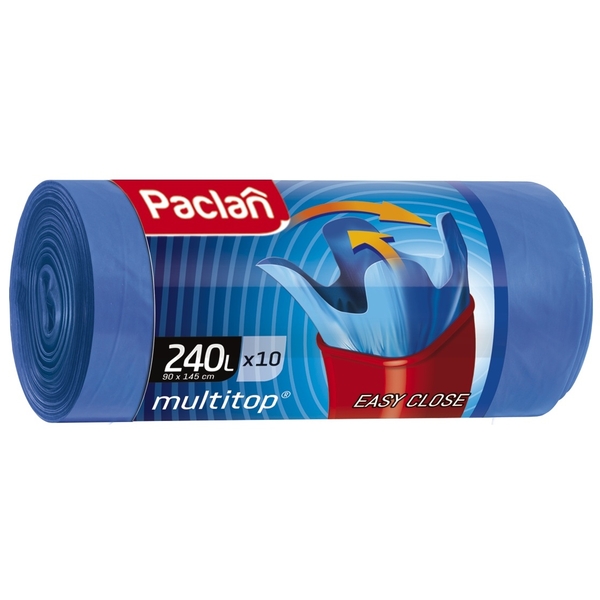 Пакеты для мусора Paclan Multitop, 240 л, 10 шт., синий - Pampik