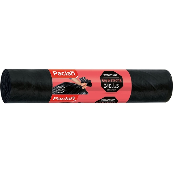 Пакеты для мусора Paclan Big&Strong, 240 л, 5 шт., черный - Pampik