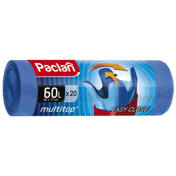 Пакети для сміття Paclan Multitop, 60 л, 20 шт., синій - Pampik