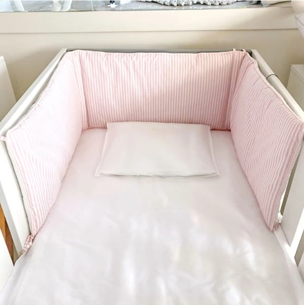 Бортик для кроватки NL Baby 3-сторонний универсальный, 30х180 см, розовый (827+829/28110) - Pampik - 2