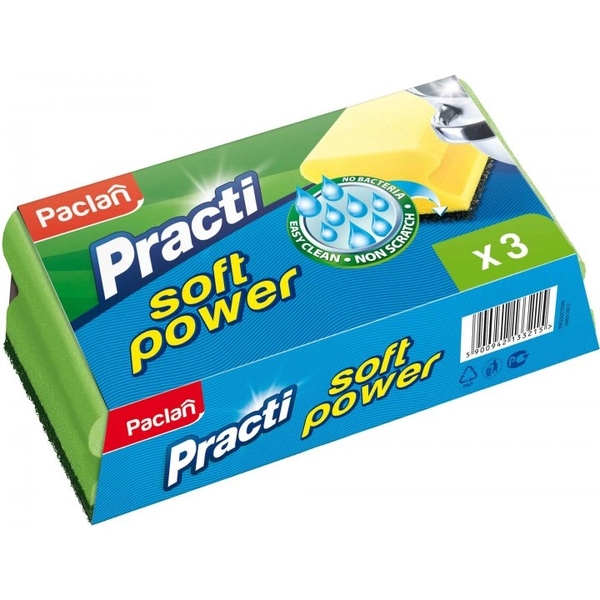 Губка кухонна Paclan Practi Soft Power, 3 шт. - Pampik