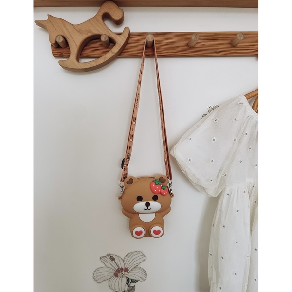 Дитяча силіконова сумочка Bear, 12.5х5х15 см, коричневий - Pampik - 7