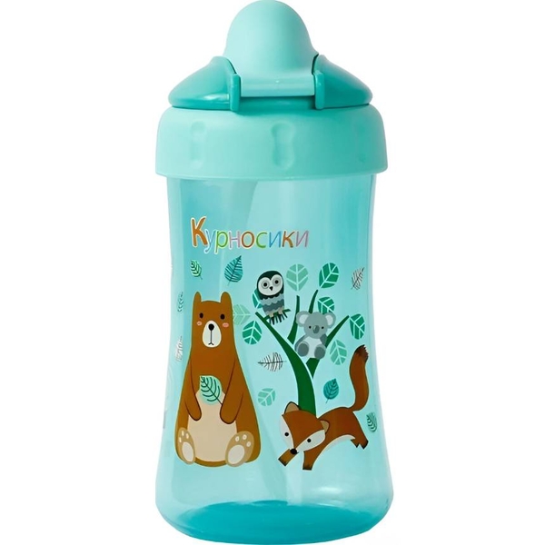 Поїльник-непроливайка Курносики, із силіконовою трубочкою, 320 мл, салатовий (7025 сал) - Pampik