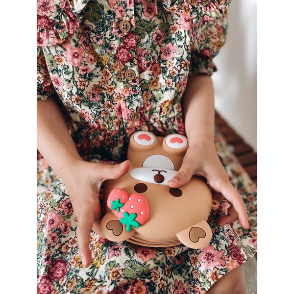 Дитяча силіконова сумочка Bear, 12.5х5х15 см, коричневий - Pampik - 2