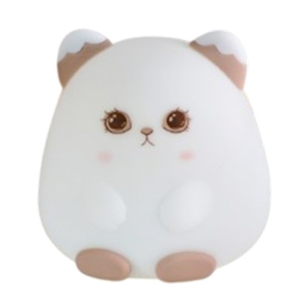 Дитячий силіконовий нічник Котик, білий з бежевим - Pampik