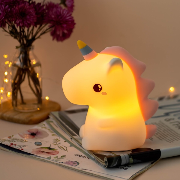 Дитячий силіконовий нічник Єдиноріг Райдужний, білий - Pampik - 2