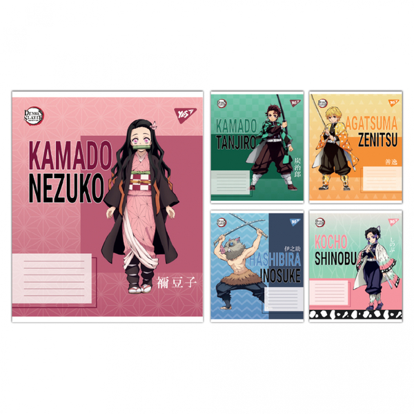 Набір зошитів Yes Demon slayer Heroes А5, в клітинку, 18 аркушів, 25 шт. (767691) - Pampik