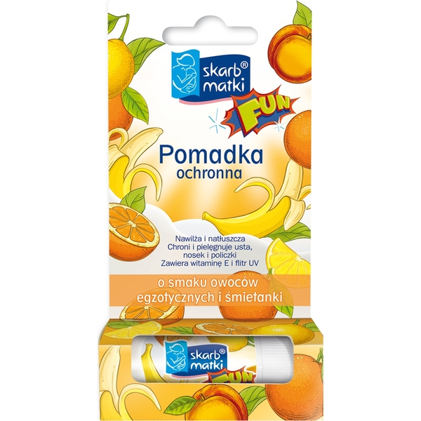 Захисна дитяча помада Skarb Matki Екзотичні фрукти та вершки, 6.5 г - Pampik