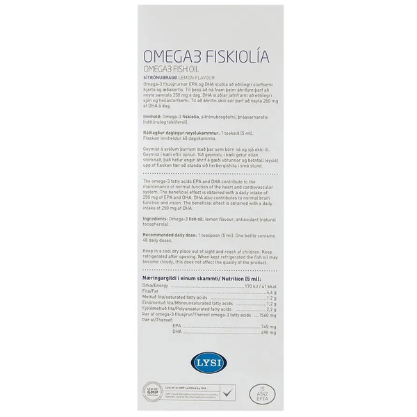 Омега-3 Lysi жирные кислоты EPA/DHA, в жидкости со вкусом лимона, 240 мл - Pampik - 4