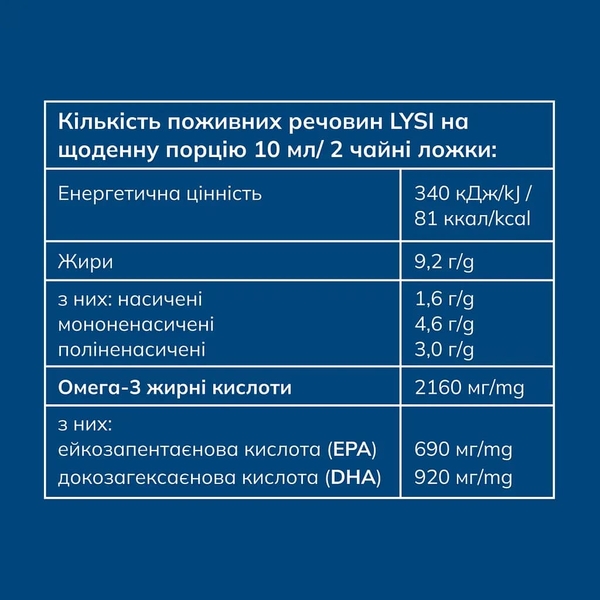 Омега-3 Lysi риб'ячий жир з печінки тріски з вітамінами A, D, E, зі смаком лимона та м'яти, 240 мл - Pampik - 13