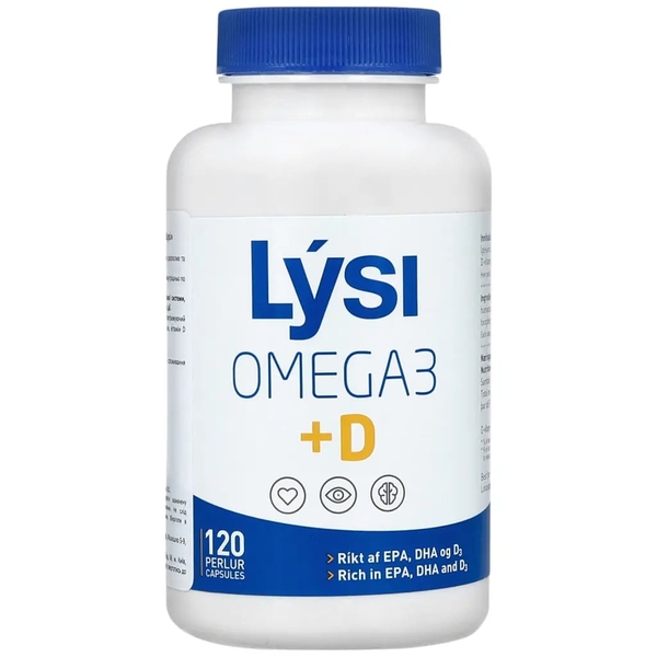 Омега-3 Lysi комплекс з вітаміном D3, 500 мг, 120 капсул - Pampik