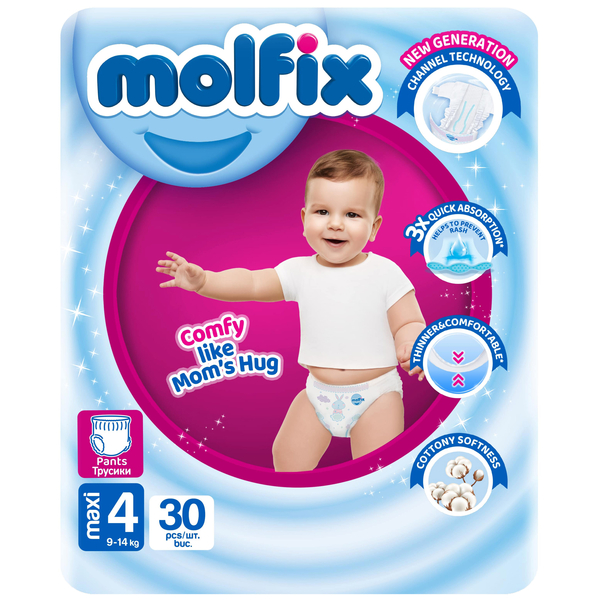 Подгузники-трусики Molfix, 4 (9-14 кг), 30 шт. - Pampik