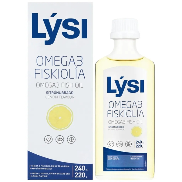 Омега-3 Lysi жирные кислоты EPA/DHA, в жидкости со вкусом лимона, 240 мл - Pampik