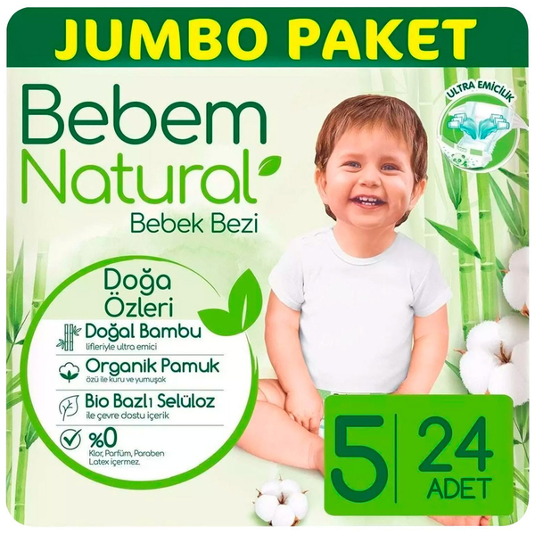 Підгузки на липучках Bebem Natural, 5 (11-18 кг), 24 шт. - Pampik - 2