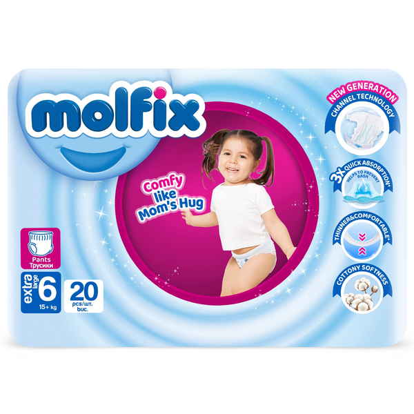 Подгузники-трусики Molfix, 6 (15+ кг), 20 шт. - Pampik