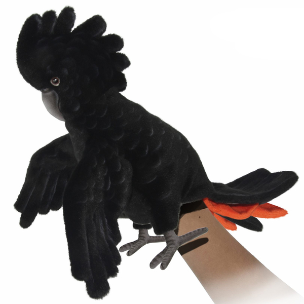 Мягкая игрушка на руку Hansa Puppet Краснохвостый черный какаду, 49 см (8227) - Pampik