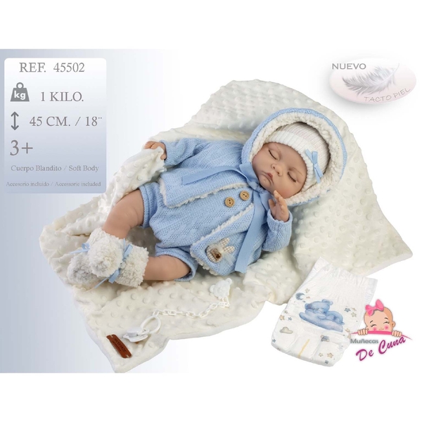 Лялька Munecas De Cuna Елмо у блакитному одязі, 45 см (43236) - Pampik - 2